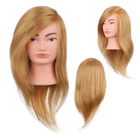 Główka Fryzjerska Treningowa 100% Naturalny Włos Ludzki Blond 50cm